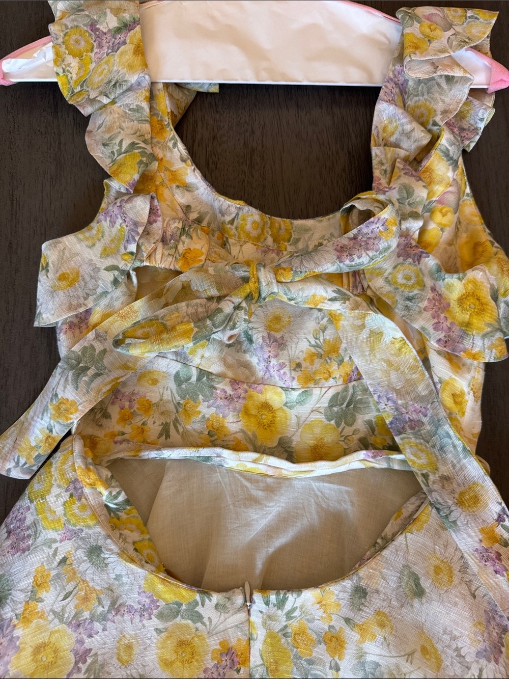 Zimmermann Yellow Floral Ruffle Mini Dress - Picture 3 of 7